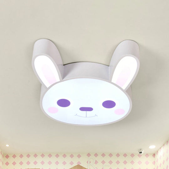 Bunny Girls Bedroom Ceiling Light - Acrylic Animal Fixture In White
