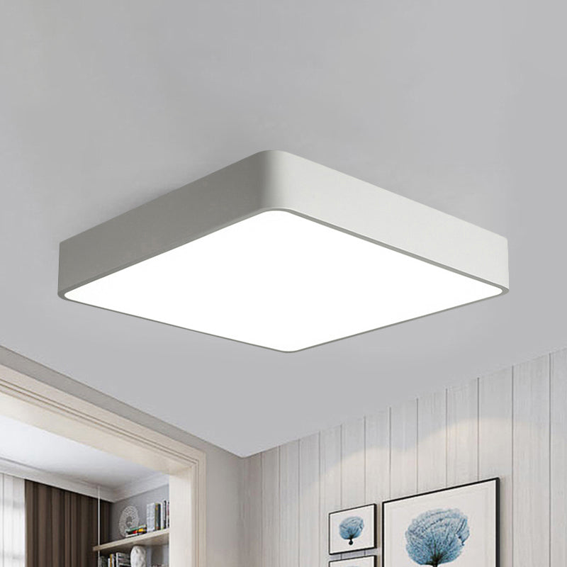 Modern Led Metal Flush Mount Light Fixture - White/Black Square 14/18/23.5 Wide Living Room White /