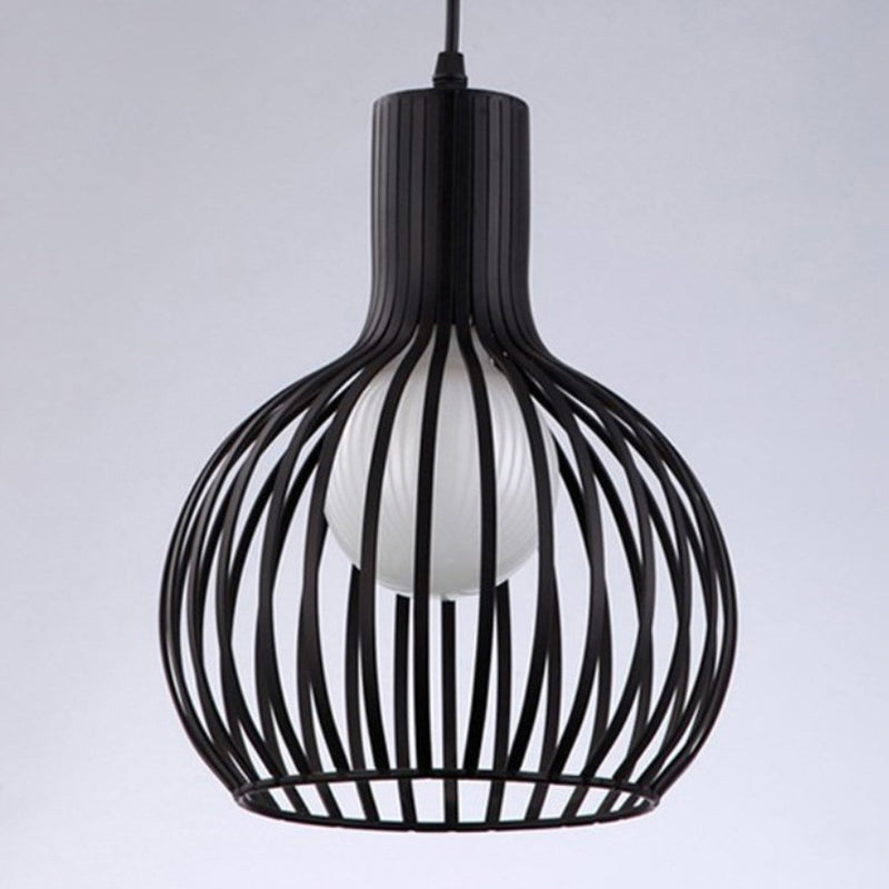 Sleek Iron Loft Pendant Light For Restaurants – Spherical Cage Design Single-Bulb Ceiling Hanging