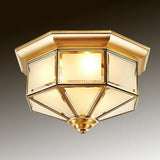 Brass Yurt Glass Flush Light - Classic Living Room Ceiling Mount / 10 Frosted