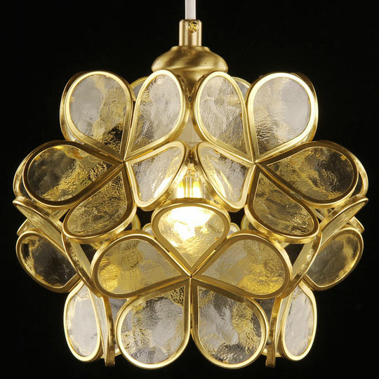 Vintage Brass Flower Flushmount Ceiling Light With Clear Glass - Ideal For Foyer And More!