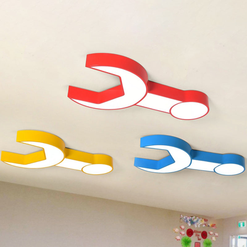 Wrench Shape Ceiling Mount Light: Charming Acrylic Fixture For Kindergarten Bedroom