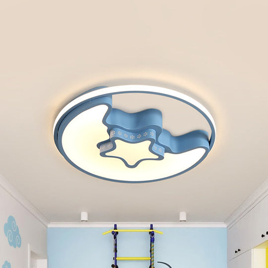 Modern Metal Crescent And Star Ceiling Mount Light - Flush For Nursing Room