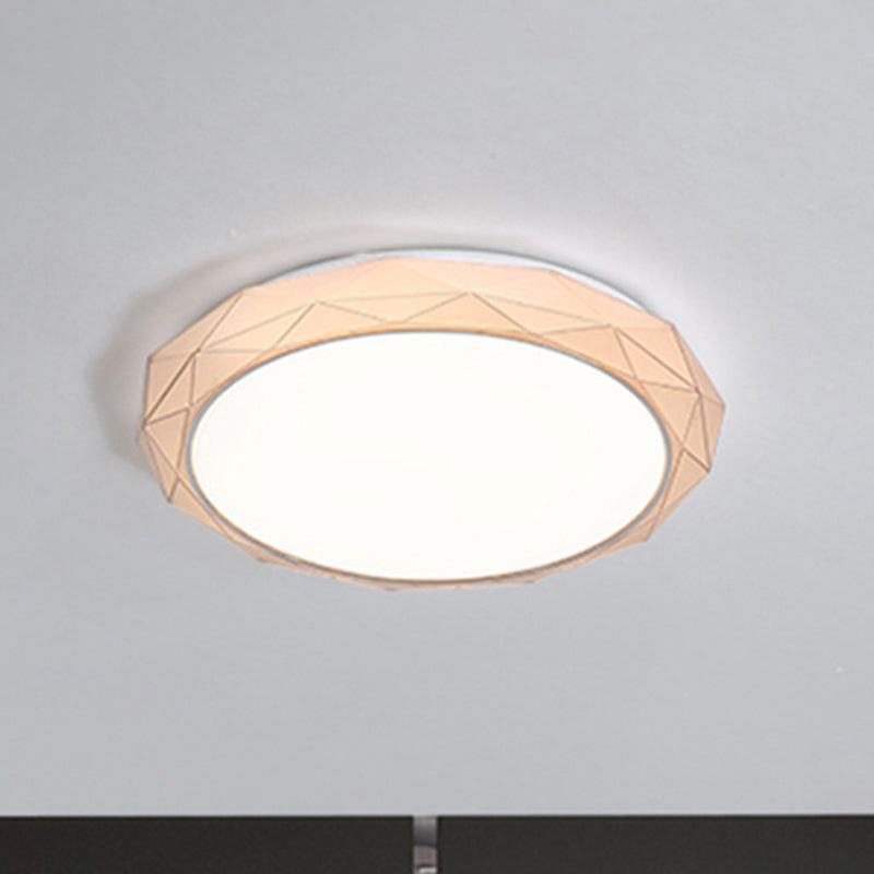 Nordic Diamond Flush Ceiling Light With Led 16’/19.5’ Diameter In White/Pink/Blue Shades