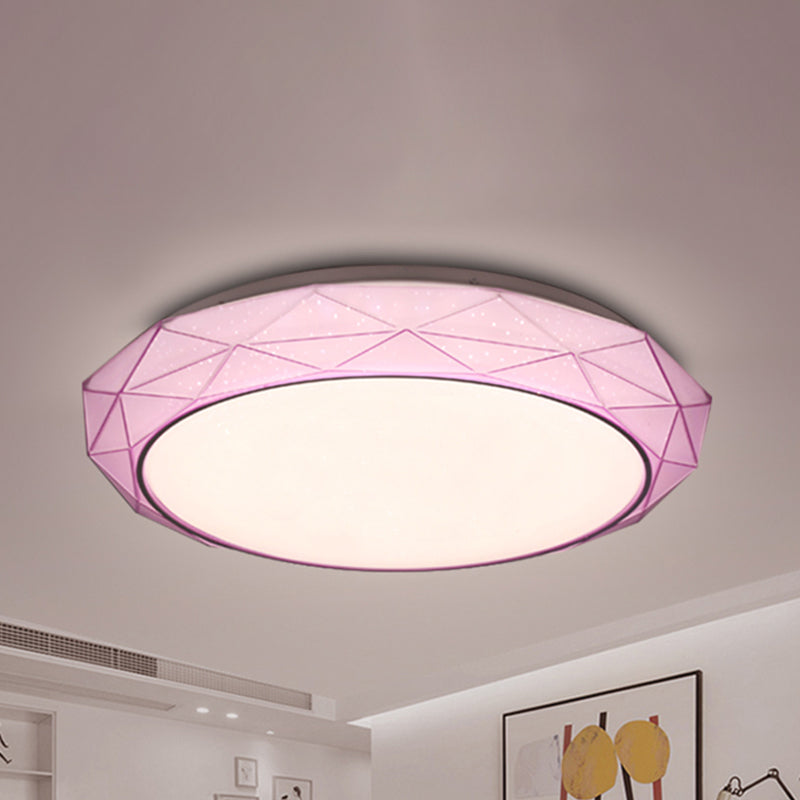 Nordic Diamond Flush Ceiling Light With Led 16’/19.5’ Diameter In White/Pink/Blue Shades Pink /