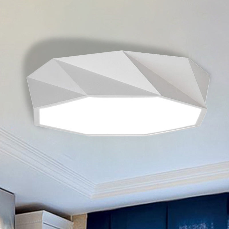 Modern Led Metal Flush Mount Lighting With Concave/Convex Shape - White/Black Ceiling 16/19.5/23.5