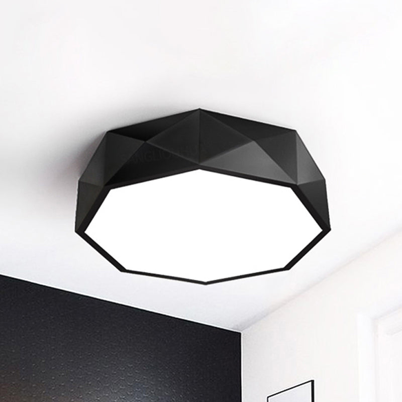 Modern Led Metal Flush Mount Lighting With Concave/Convex Shape - White/Black Ceiling 16/19.5/23.5