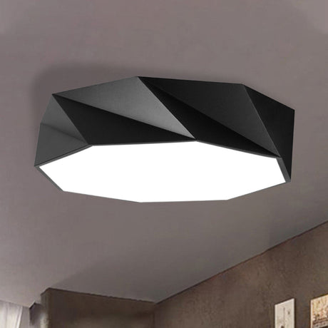 Modern Led Metal Flush Mount Lighting With Concave/Convex Shape - White/Black Ceiling 16/19.5/23.5