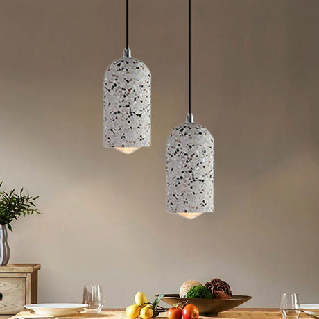 Cement Designer Cylinder Pendant Light Fixture - White/Red/Blue Dining Room Hanging Lamp