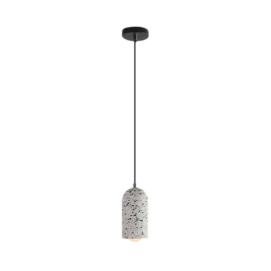 Modern Cylinder Pendant Light Fixture: Cement 1-Light Hanging Lamp For Dining Room In White/Red/Blue