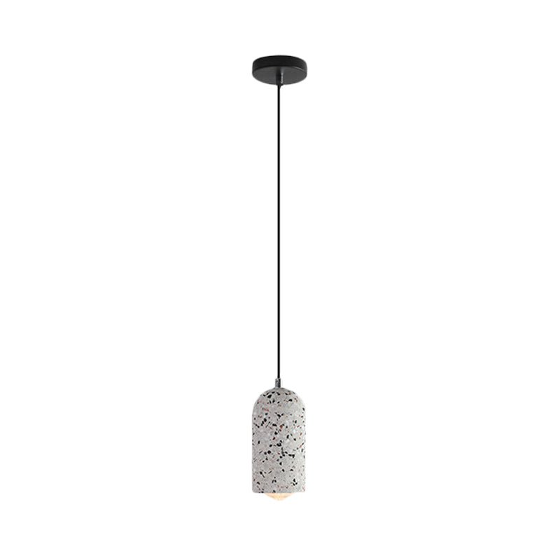 Cement Designer Cylinder Pendant Light Fixture - White/Red/Blue Dining Room Hanging Lamp