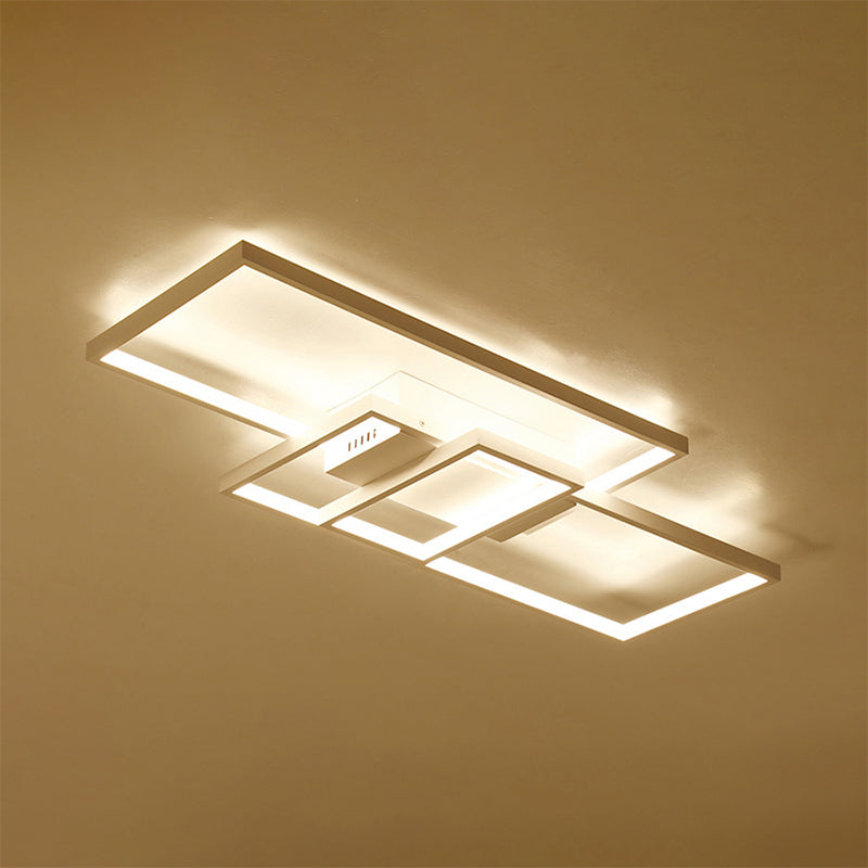 Contemporary Acrylic Led Flush Ceiling Light - 33.5/41 Wide Flushmount Lighting In Black/White