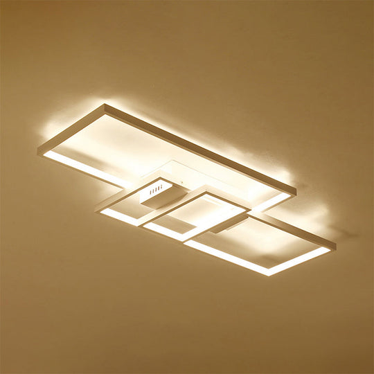 Contemporary Acrylic Led Flush Ceiling Light - 33.5/41 Wide Flushmount Lighting In Black/White