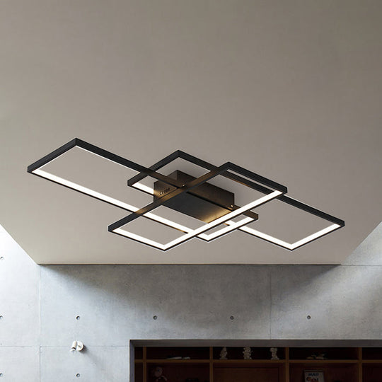 Contemporary Acrylic Led Flush Ceiling Light - 33.5/41 Wide Flushmount Lighting In Black/White