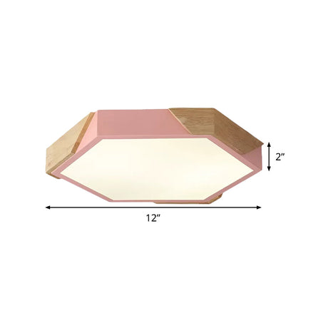 Nordic Style Led Flush Mount Lamp For Kindergarten Classroom Ceiling - Hexagon Design
