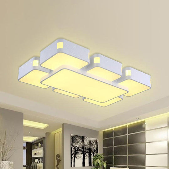 Contemporary Square Ceiling Mounted Led Pendant Light - 24’/37’ Wide Acrylic White Flush Mount / 37’