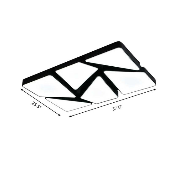 Modern Led Flush Mount Lighting: 25.5/37.5 W Acrylic Shade Black/White Square/Rectangular Ceiling