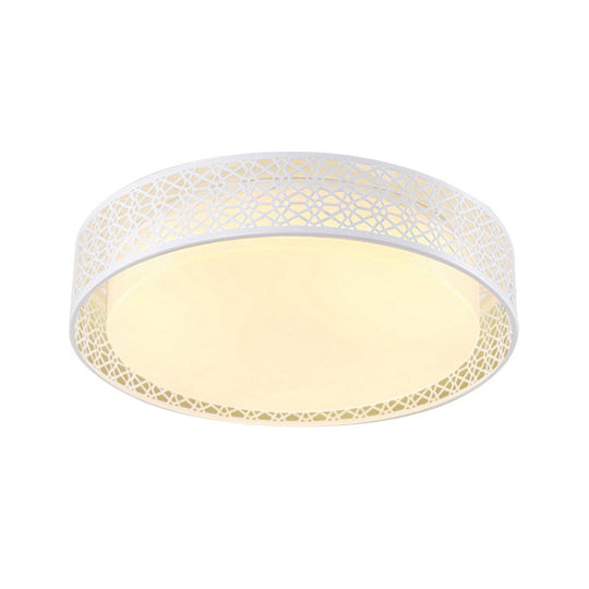 Modern Acrylic Led Flush Ceiling Light In White For Adult Bedroom With Hollow Round Design