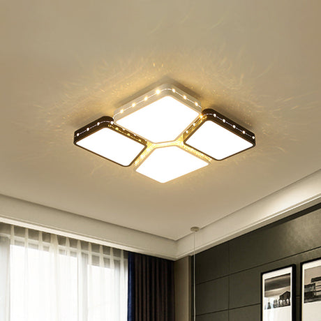 Modernist Style Acrylic Flush Mount Bedroom Lighting - 19.5/23.5 Square Led Ceiling Light In White