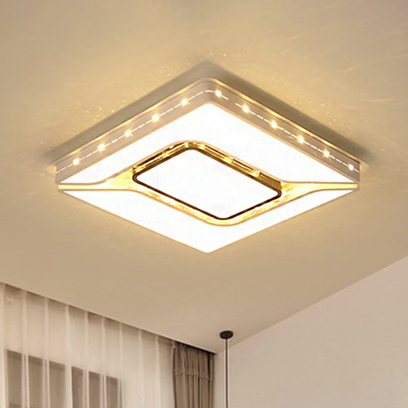 Led Bedroom Ceiling Light With Acrylic Shade - White Flush Mount In White/Warm (19.5/23.5 W) / 19.5