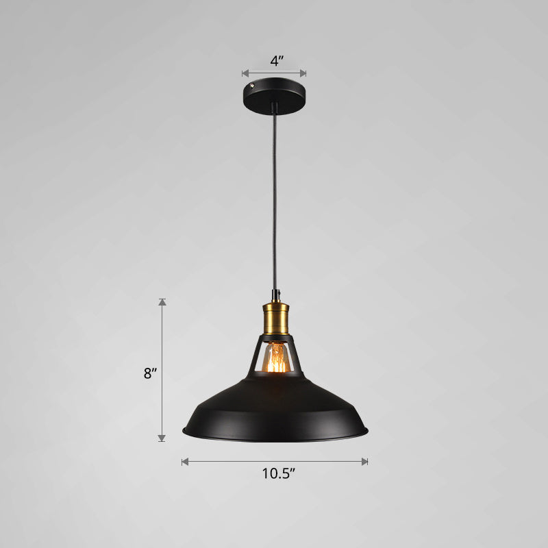 Iron Hanging Pendant Light Fixture For Restaurants - Single Ceiling Pot Cover Lamp Black / 10.5