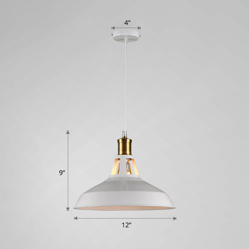 Iron Hanging Pendant Light Fixture For Restaurants - Single Ceiling Pot Cover Lamp White / 12