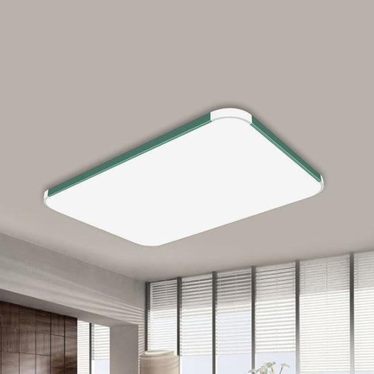 Geometric Led Flush Mount Lamp In Macaron Colors - 12’/15’/17’ Wide