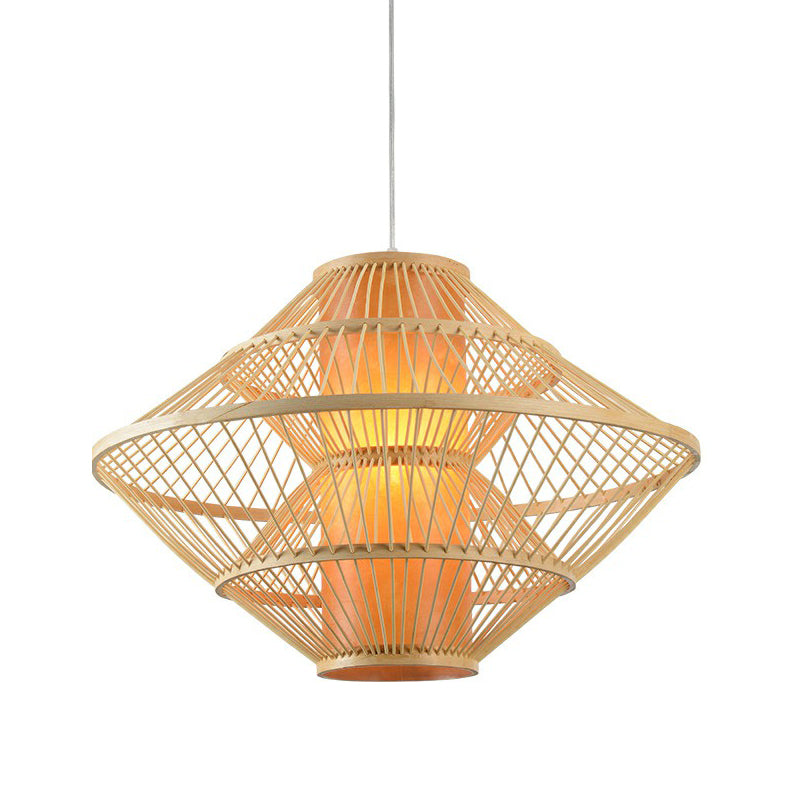 Modern Bamboo Rhombus Pendant Light For Restaurant Ceiling