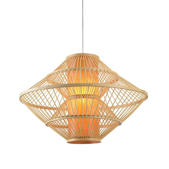 Modern Bamboo Rhombus Pendant Light For Restaurant Ceiling