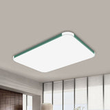 Geometric Led Flush Mount Lamp In Macaron Colors - 12/15/17 Wide