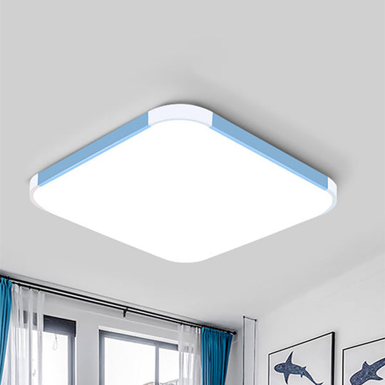 Geometric Led Flush Mount Lamp In Macaron Colors - 12/15/17 Wide Blue / 12 Warm