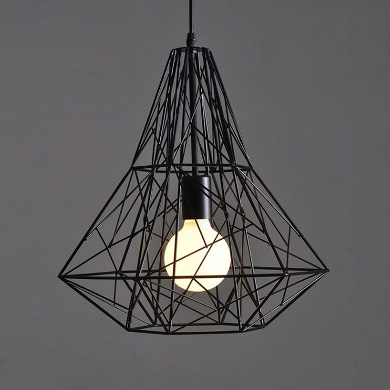 Wire Cage Pendant Light - Black Metal Ceiling Lamp For Restaurants