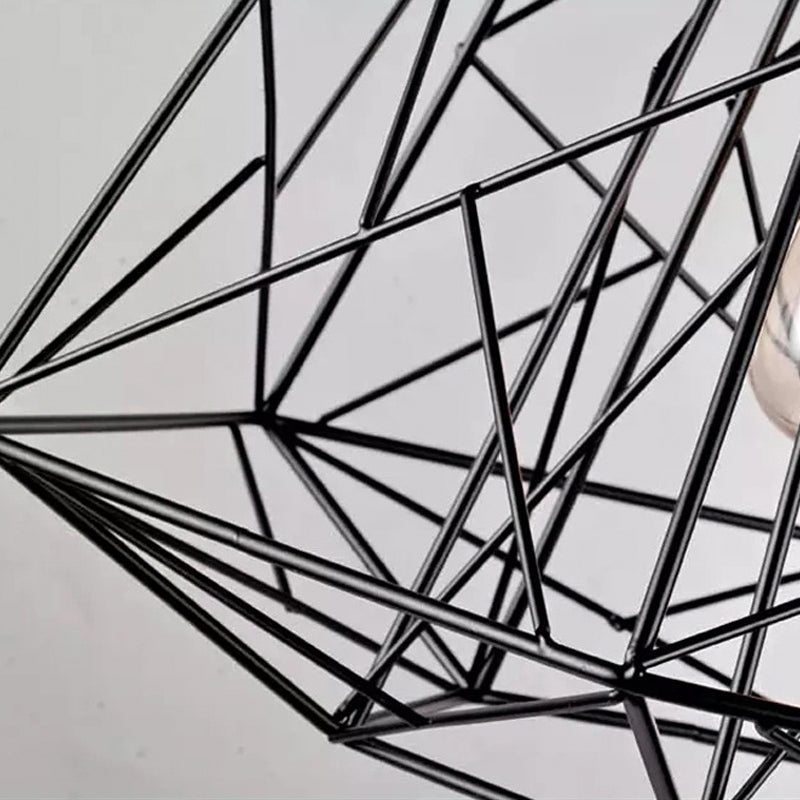 Wire Cage Pendant Light - Black Metal Ceiling Lamp For Restaurants