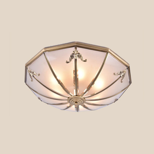 Frosted Glass Brass Ceiling Lamp - Classic Flush Mount For Bedroom / 23.5