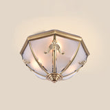Frosted Glass Brass Ceiling Lamp - Classic Flush Mount For Bedroom / 14