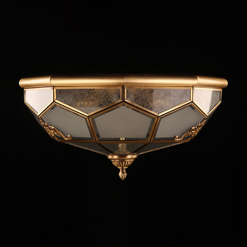 Classic Brass Flush Mount Ceiling Light Fixture With Frost Glass - Ideal For Living Room