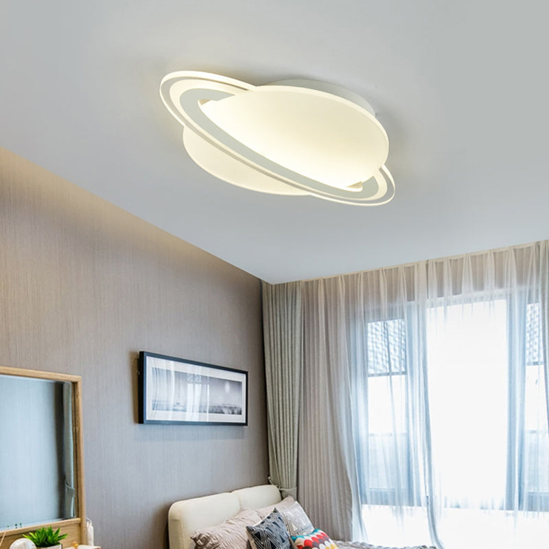 Kid’s White Led Ceiling Mount Light With Unique Planet Shape For Bedrooms