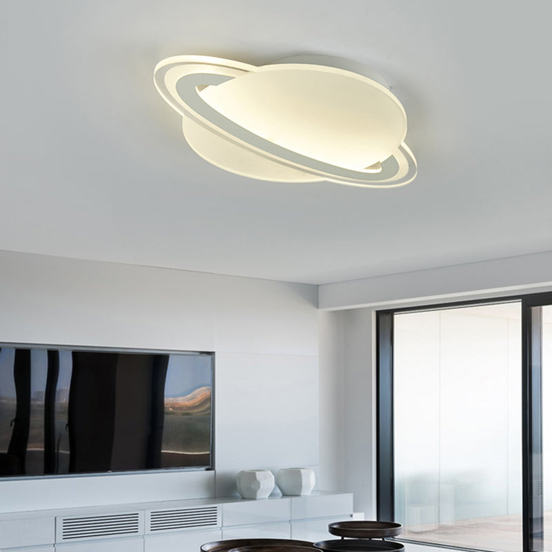Kid’s White Led Ceiling Mount Light With Unique Planet Shape For Bedrooms