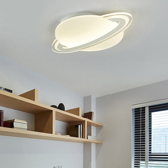 Kid’s White Led Ceiling Mount Light With Unique Planet Shape For Bedrooms