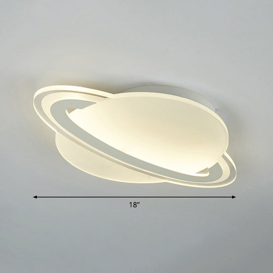 Kids White Led Ceiling Mount Light With Unique Planet Shape For Bedrooms / 18 Remote Control