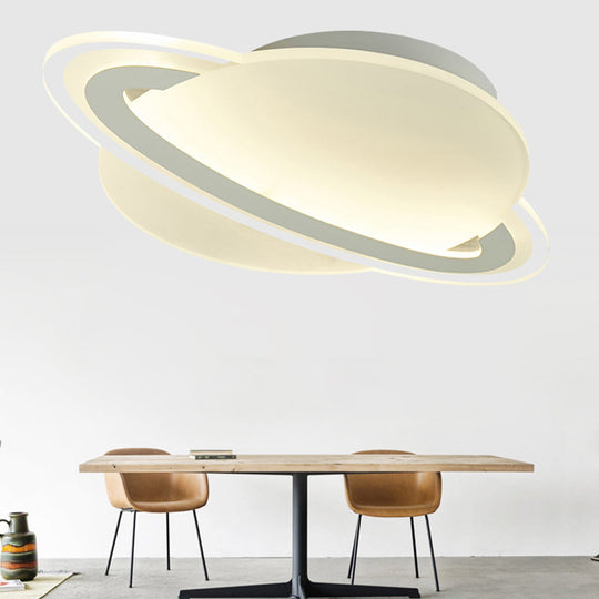 Kids White Led Ceiling Mount Light With Unique Planet Shape For Bedrooms