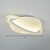 Kids White Led Ceiling Mount Light With Unique Planet Shape For Bedrooms / 12 Warm