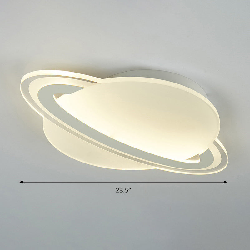 Kids White Led Ceiling Mount Light With Unique Planet Shape For Bedrooms / 23.5