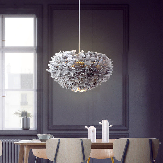 Nordic Style Feather Dome Pendant Light For Bedroom Suspension Fixture