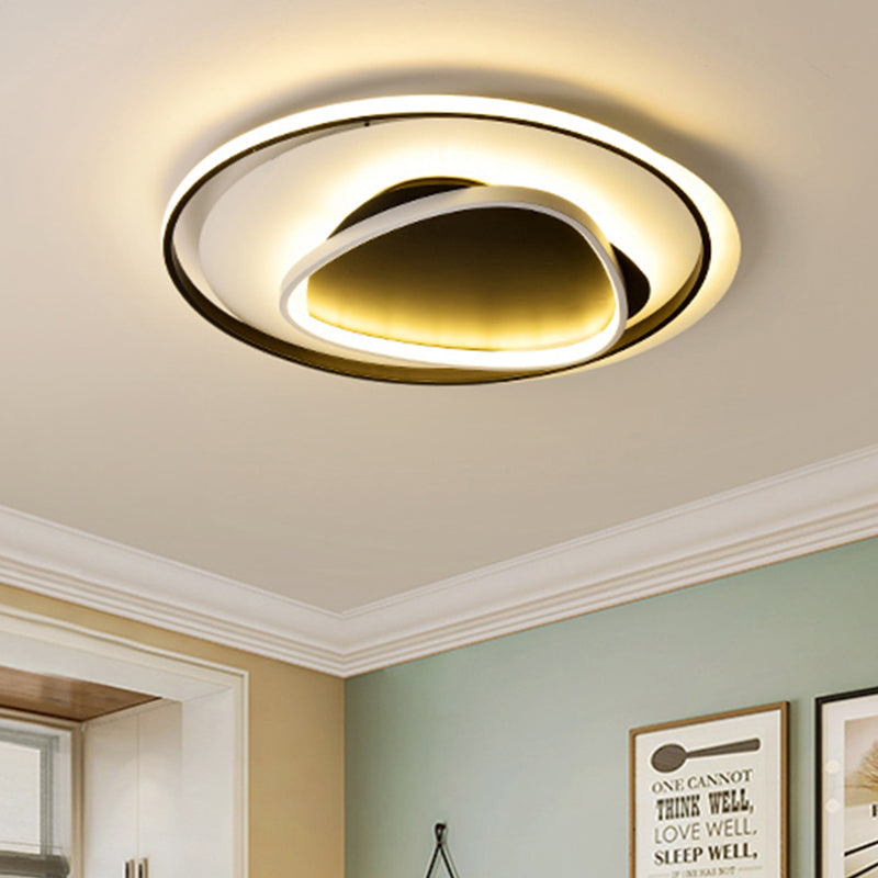 18/23.5 Wide Acrylic Circle Flushmount Led Ceiling Light - Modern Black Design In Warm/White / 18