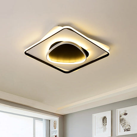 Modern Led Acrylic Flush Mount Black Ceiling Light In Warm/White - 18/23.5 Wide