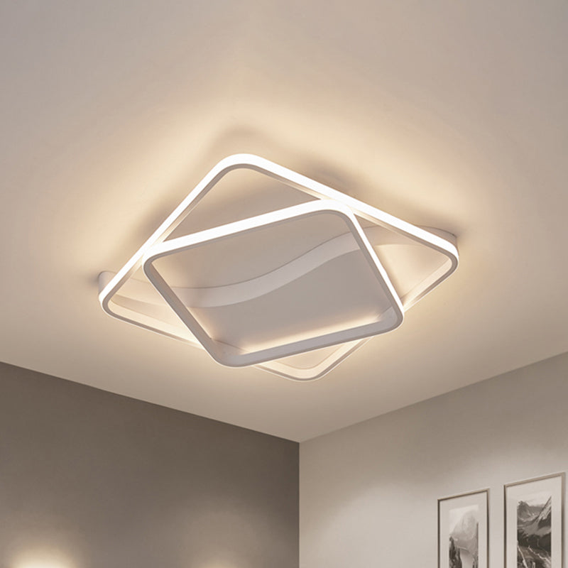Led Bedroom Ceiling Lamp With Acrylic Shade: Warm/White Light White/Brown Design White / 18 Warm