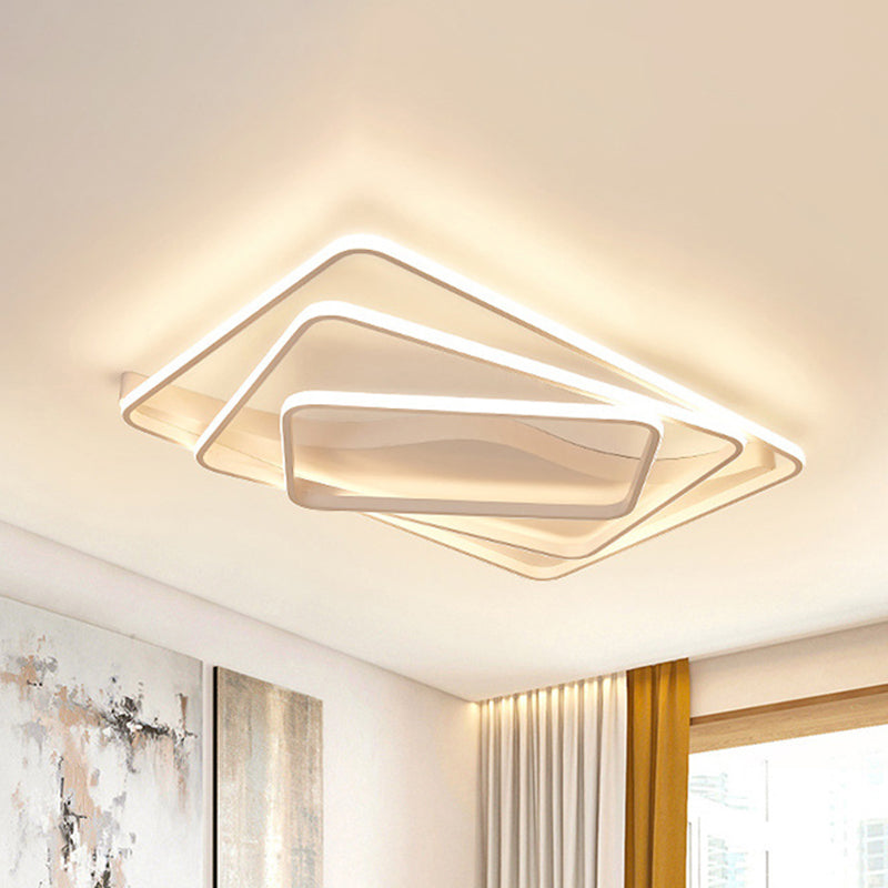 Led Bedroom Ceiling Lamp With Acrylic Shade: Warm/White Light White/Brown Design White / 31.5