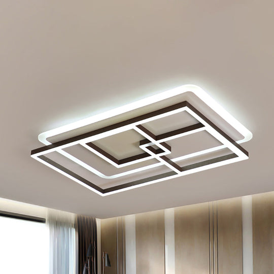 39’/47’ Simple Rectangular Ceiling Lamp: Acrylic Led Flush Mount Lighting For Living Room