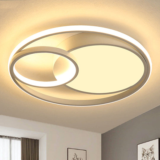 Contemporary Metal Led Flush Mount Ceiling Lamp - White/Black 16’/19’/23.5’ Wide